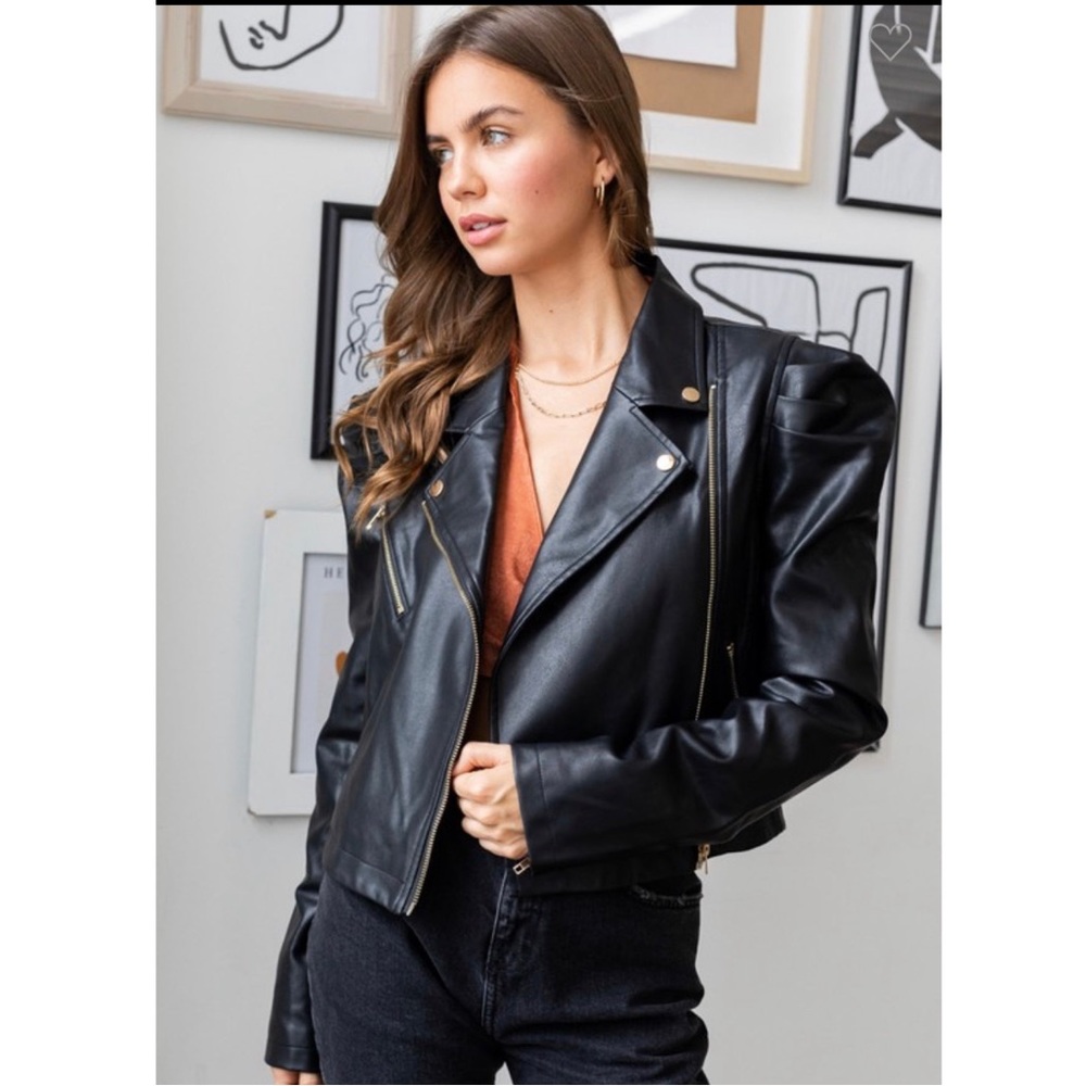 Puffy Sleeve Motorcycle Jacket